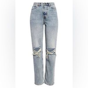 Ripped Straight Leg Dad Jeans size 25 L30